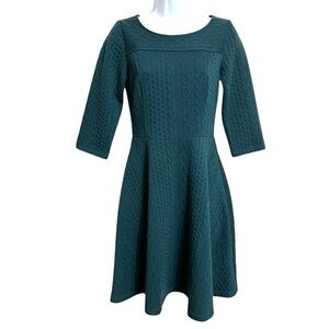 Modcloth Womens Braid My Entire Day Fit & Flare Mini Dress S Teal Green Textured